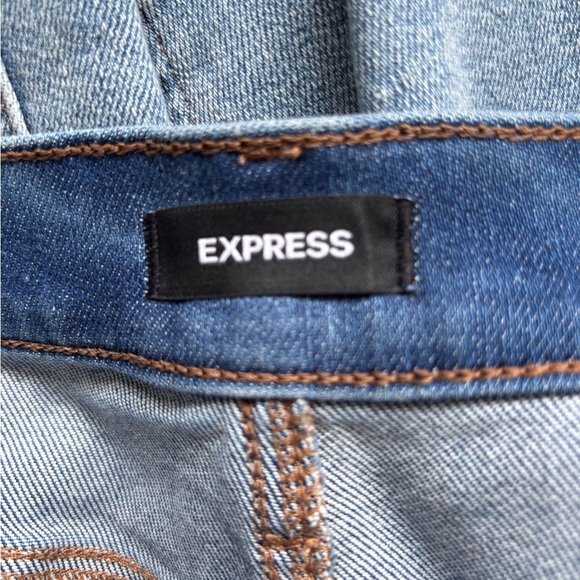 Express Blue Skinny Jeans with Knee Distressing - Picture 5 of 13